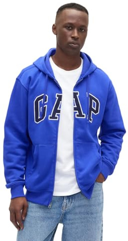 GAP Logo Heritage Hoodie Hooded Full Zip Sweatshirt, Royal Gem, S