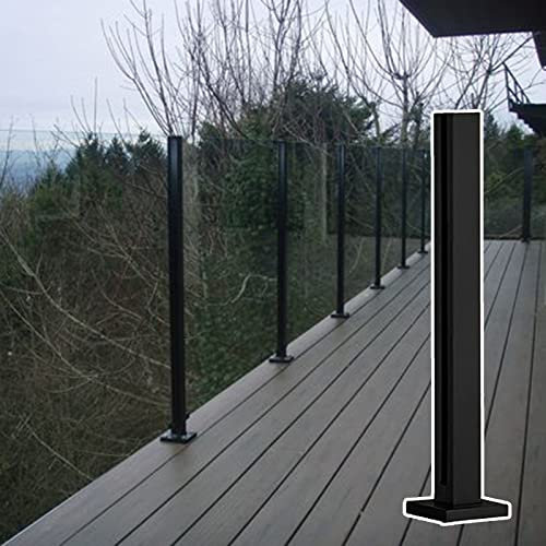 SZITW Poteaux de clôture en Verre, Balustrade en Verre Noir pour extérieur, Poteau carré pour Balcon, Sol en béton/Bois, Hauteur 125 cm/4 pi