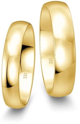 mosa & co. – Eheringe Gold 333 Paarpreis | Trauringe Gelbgold Classic poliert, massiv, 3–5 mm | inkl. Gravur, Schmuckbox & Echtheitszertifikat