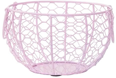 Ronyme Round Iron Storage Bin for Vegetables And Fruits on Kitchen Counter, Pink