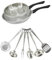 Fackelmann 9445050 Set 2 poêles 20 et 28 cm en inox 18/8, 6 ustensiles inox, Poêle tous feux, Poêle induction, Poêle sans PFAS, Acier inoxydable 18/8, 20 et 28 cm