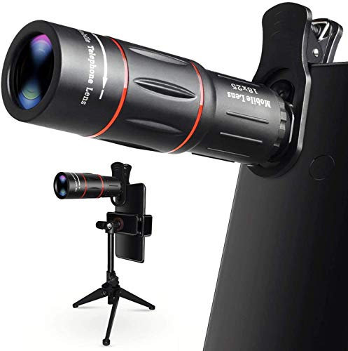 Tragbares Fernglas, leistungsstarkes Handyobjektiv, 18-Fach-Zoom-Teleobjektiv mit Stativ, kompatibel mit HD-Telefonkameraobjektiv, Android-Smartphone, Monokular-Teleskop
