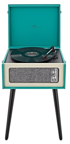 AVCOM Standing Three Speed Record Player Bluetooth Turntable with Built-in Speakers and Detachable Legs, Green