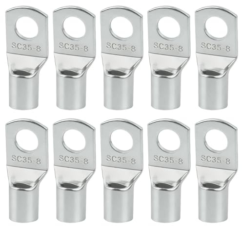 10 Stück 35 mm² M8 nicht isolierte Kabelschuhe Crimpstecker SC aus verzinntem Kupfer Kabelverbinder Ring M8 Batterie Terminals Annea für Auto Batterie Solarmodule Basteln