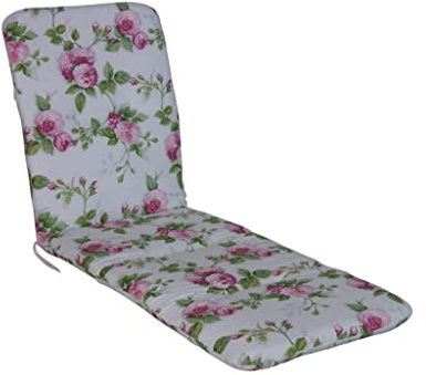 ANGERER Liegenauflage weiß-rosa geblümt | Liegenpolster, Auflage für Gartenmöbel, mit Haltebändern, dicke Füllung aus Schaumstoff mit Vliesummantelung, Made in Germany