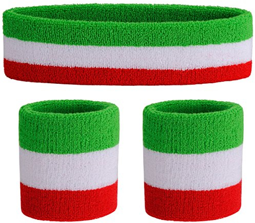 ONUPGO Schweißband Set Sportstirnband Handgelenk gestreifte Schweißbänder Frottee Sporttraining Basketball-Armband Stirnbänder Feuchtigkeitstransport Schweiß absorbierendes Stirnband