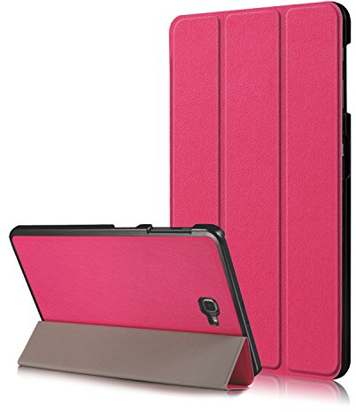 Xuanbeier Ultradünne Hülle Kompatibel mit Samsung Galaxy Tab A 10.1 2016 SM-T580/T585 (A6) Tablette Schutzhülle mit Ständer und Auto Schlaf/Wachen Funktion,Magenta