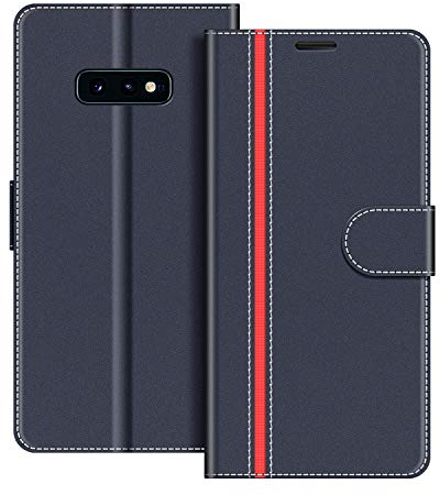COODIO Handyhülle für Samsung Galaxy S10e Handy Hülle, Samsung Galaxy S10e Hülle Leder Handytasche für Samsung Galaxy S10e Klapphülle Tasche, Dunkel Blau/Rot