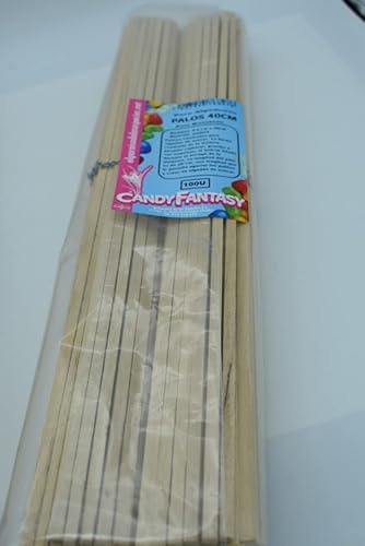 100 Palos de Madera Algodón de Azúcar 40 cm - Autenticas Varillas para Algodón, Manzanas de Caramelos
