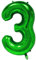 Oblique Unique® Folien Luftballon mit Zahl Nummer 0-9 Folienballon für Kinder Geburtstag Jubiläum Silvester Party Deko Ballon Grün - Zahl wählbar (Nr 3)