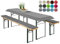 heimtexland ® Bierzeltgarnitur Auflagen Set 3-teilig Tischdecke Bierbankauflage Polster Kissen Biergarnitur Typ698 Anthrazit für Tischmaß 50x220 cm