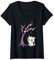 Donna Gatto Kawaii Fiore di Ciliegio Simpatico Giapponese Anime Maglietta con Collo a V