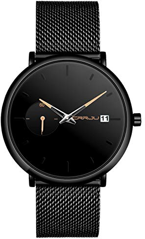 SUPBRO Herren Uhr Männer Edelstahl Wasserdicht minimalistische Armbanduhr Analog Zifferblatt Business Uhr Datum Dünne Chronograph