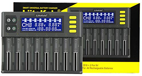 Docooler Chargeur de Batterie LiitoKala LII-S8 Li-ION 3.7V NiMH 1.2V Li-FePO4 3.2V IMR 3.8V Chargeur pour 18650 26650 21700 26700 AA AAA