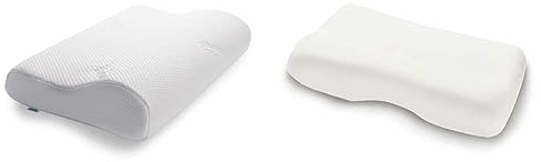 TEMPUR Kissen Set mit Füllung und Bezug, Original Kopfkissen Größe Junior mit Jersey-Kissenbezug (beige)