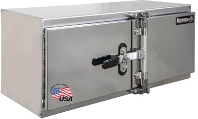 Buyers Products 1763103, 18x18x48 Smooth Aluminum Underbody Truck Tool Box with Polished Stainless Steel Double Barn Doors, 0.125inch Thick, Lock Hardware, Rain Gutter Seal, Made in the USA