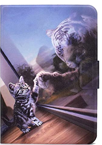 Bspring Hülle für iPad 11./10. Generation 2025/2022 (11/10,9 Zoll) A16 - Stoßfeste Smart Case Cover mit Ständer magnetisch, Kartensteckplatz und Auto Schlaf/Wach Funktion,Katze & Tiger