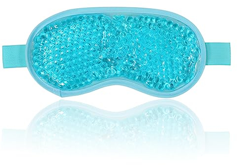 Jinpojun Augenmaske Kühlend, Gel Augenmaske Kühlbrille, Cooling Eye Mask mit Gelperlen für Heiße Kältetherapie, Entspannung & Verspannungen Linder, für Dunkle Kreise (Blau)