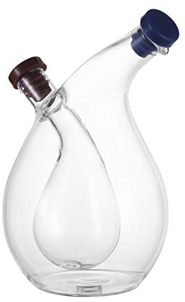 NOVSKI Dispensador De Aceite Y Vinagre De Vidrio, 2 En 1 Botellas Dispensadoras De Botellas De Aceite
