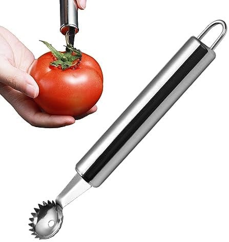 Entkerner Entferner für Tomaten - Detorsolo Tomate und Erdbeere - Werkzeug zum Entfernen des Stiels der Früchte in der Küche, Entfernen des Blattstiels aus Stahl