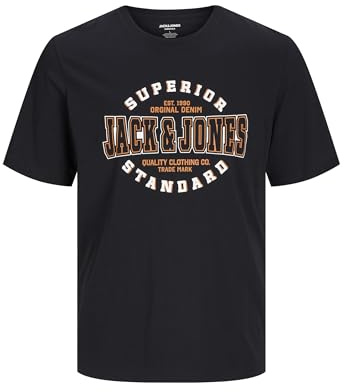 JACK & JONES Herren T-Shirt JJELOGO Tee SS O-Neck 2 COL AW24 SN, Schwarz,S