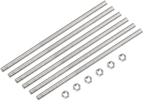 QUARKZMAN 24pz M3 x 250mm Completamente Filettato Asta con 24pz Esagonale Dadi, 0,5mm Filettatura Passo 304 Inossidabile Acciaio Destra Mano Filettato Aste Barra Perno