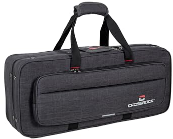 Crossrock Custodia Leggera in Schiuma per Sassofono Contralto | Tessuto Oxford Grigio Scuro (Dark Grey), Bretelle Zaino, Tasche Accessori – Struttura Rettangolare Durevole
