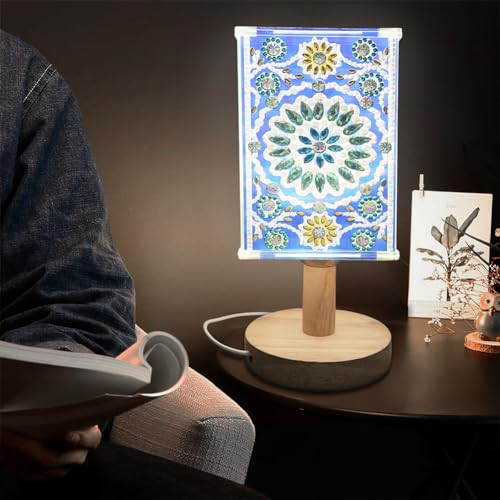 5D DIY Diamond Painting LED Tischlampe Set, Diamant Malerei Mandala Nachtlicht Schreibtischlampe, Diamant Painting Nachttischlampe Geschenk (B)