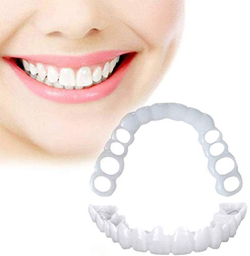 New Whitening Braces, Simulated Silicone Teeth Temporary Cosmetics are Easy to Clean and Reuse One Size (Upper + Lower),2