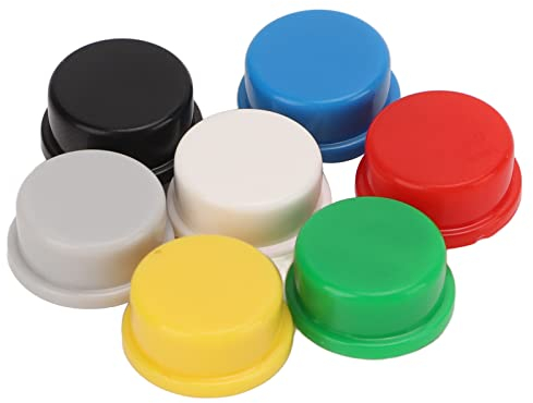 Tactile Push Button Switch Caps, 350Pcs Industrial Momentary A24 Pushbutton Switches Control 7 Color for Breadboard Tact Key Round Grill Igniters