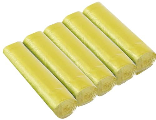 Small Bin Liners, 5 Liters 100 Counts Colourful Garbage Bags for Office Kitchen Bathroom (17.71x19.68) (Yellow)