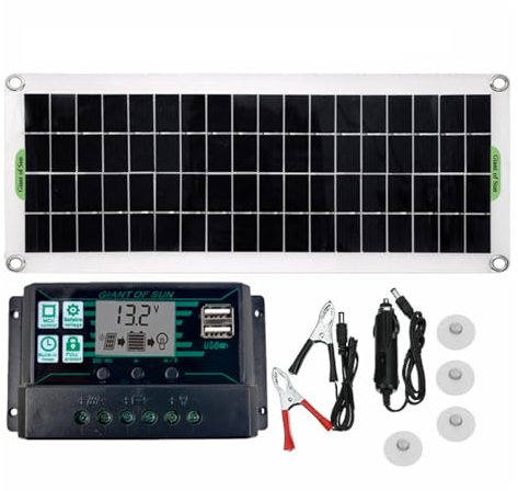 HUIZHITENGDA 150W Panneau Solaire 12Vsolar Cell 60A Contrôleur Kit de Plaque Solaire pour téléphone RV Car Caravan Home Camping Batterie extérieure