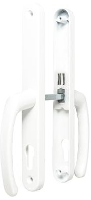 TSS 70mm PZ UPVC Door Handles Set Suits Cego Locks - Lever/Lever - 70mm PZ (Centres) - 215mm Screw to Screw - Backplate 245mm X 32mm - UPVC Door Handle - Replacement PVC Door Handle (White)