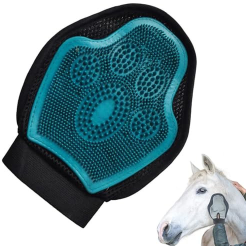 Pferde-Massagehandschuh, Pferdepflegebürste, multifunktionaler Pferdebürstenhandschuh, atmungsaktiver Pferdehaarentferner-Handschuh für Pferde, Hunde und Katzen, Waschen von Fellpflege, Haarausfall