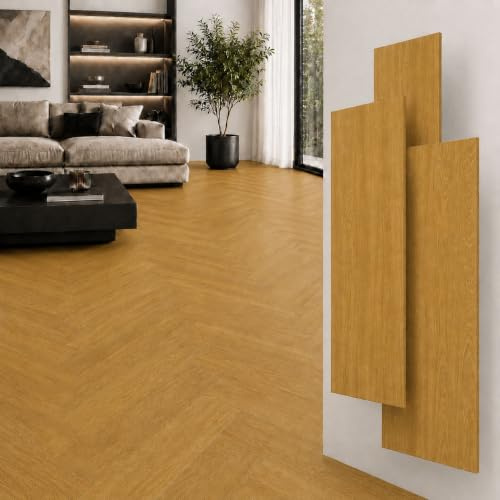 SPC Fischgrät Klick-Vinylboden 5,5 mm, wasserfest, 64 x 12,8 cm, integrierte 1,5 mm IXPE-Unterlage, Nutzungsklasse 33, Abriebklasse AC5 (Ostend Oak, Box 1,96 m²)