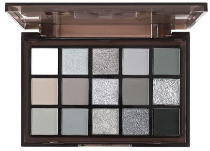 15 Colori Palette Ombretti Trucco, Smoky e Fumosi, Professionali Opachi Waterproof per Ragazze e Donne - Grigio Eyeshadow