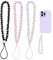 Qianeffort Phone Charm Strap,3PCS Sparkling Mobile Phone Chain,Phone Beads Strap for Women's Wristlet,Phone Strap,Phone Charms,Anti-Lost Sparkling Crystal Phone Charm Strap(Black+White+Pink)