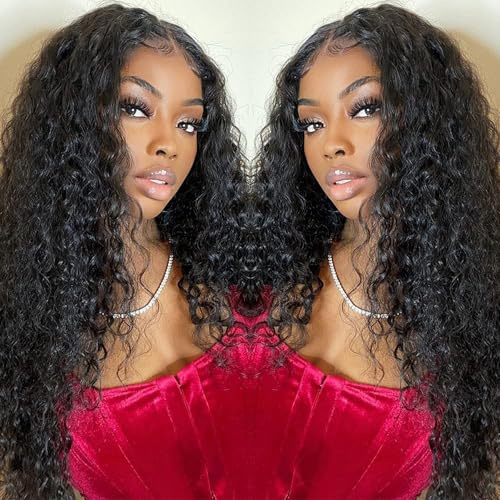 Brasilianische Perücke, lockiges menschliches Haar, Curly Wig 180% Dichte 13x4 Spitze vorne, Echthaar, tiefe Welle, lange Locken, Natürliche brasilianische schwarze natürliche Farbe 50 cm