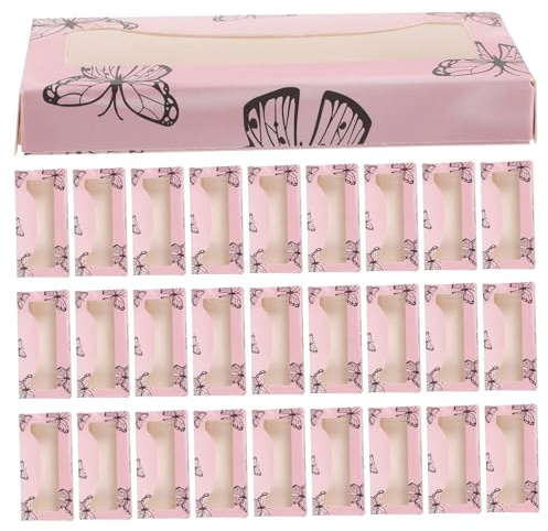DIKACA 30 Stück Wimpern Aufbewahrungsbox aus Papier mit Transparentem Sichtfenster Rechteckige Fake Lash Verpackung Leichte und Sichere Aufbewahrung für Falsche Wimpern für Reisen und
