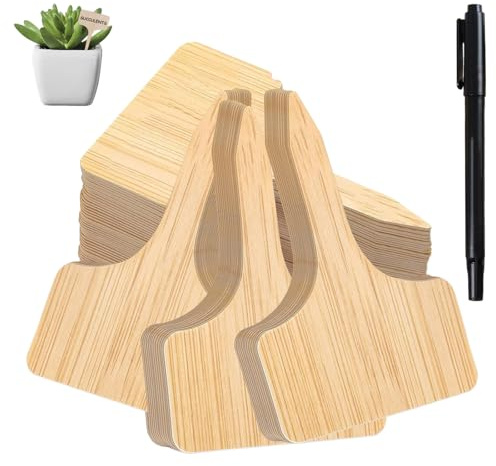 50 PCS Plant Labels with Marker Pen,Wooden T-Type Plant Tags,for Outdoor Greenhouse,Flower,Vegetables,Herb,Seed Markers