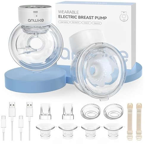 ANWIKE sacaleches electricos 230g, extractor de leche materna para viajes y trabajo, bajo ruido, brida ergonómica de 135°, 9 niveles, 4 modos con inserciones de brida,Negro