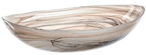 Leonardo Alabastro Glas-Schale, ovaler Design Teller aus Glas, handgefertigte Deko-Schale in beige, 6,5 x 22 x 15 cm (HxBxT), 031218