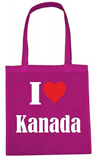 Reifen-Markt Tasche I Love Kanada Größe 38x42 Farbe Pink Druck Weiss