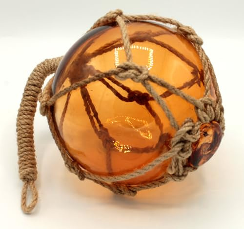 Sea-Club Fischerkugel Maritime Deko Glas & Tauwerk/Sisal Ø=13cm Amber