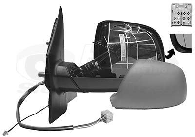 Rückspiegel ELECTRIQUE links Heizkissen, Schnappbefestigung electriquement, in Primer, mit Antenne, für Volkswagen Transporter T5-2012 A 2015