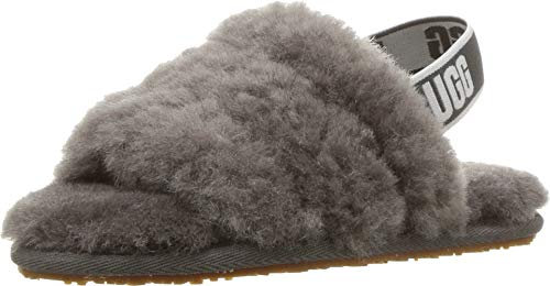 UGG Girl's Fluff Yeah Slide Slipper, Charcoal, 5 UK Child