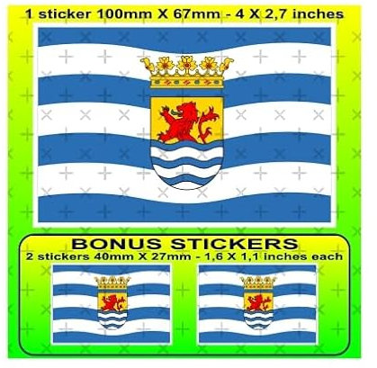 ZEELAND Provinz Flagge, Fahne Niederlande, Zeeland Niederländisch 100mm Auto & Motorrad Aufkleber, Vinyl Sticker x1+2 BONUS