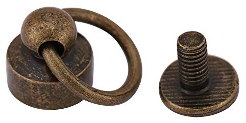 Lot de 20 Rivets Ronds en Laiton avec Anneau de Traction, Rivet en Métal pour Bricolage avec Boucle à Anneau de Traction, Rivets à Vis pour Maroquinerie, Couleurs Bronze 8 mm