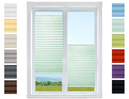 Plisart Plissee nach Maß Klemmfix Ohne Bohren - Pearl Stoffkollektion | Easyfix Klemmträger, Plisseerollo & Faltrollo, Jalousie Sichtschutz & Sonnenschutz Fenster, Mint B: 81-90cm, H: 211-240cm