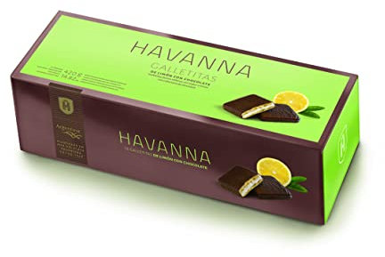 Havanna | Biscottini al Limone Ricoperti di Cioccolato | Biscotti Ricoperti e Ripieni di Crema Delicata | 12 unità | 420 g